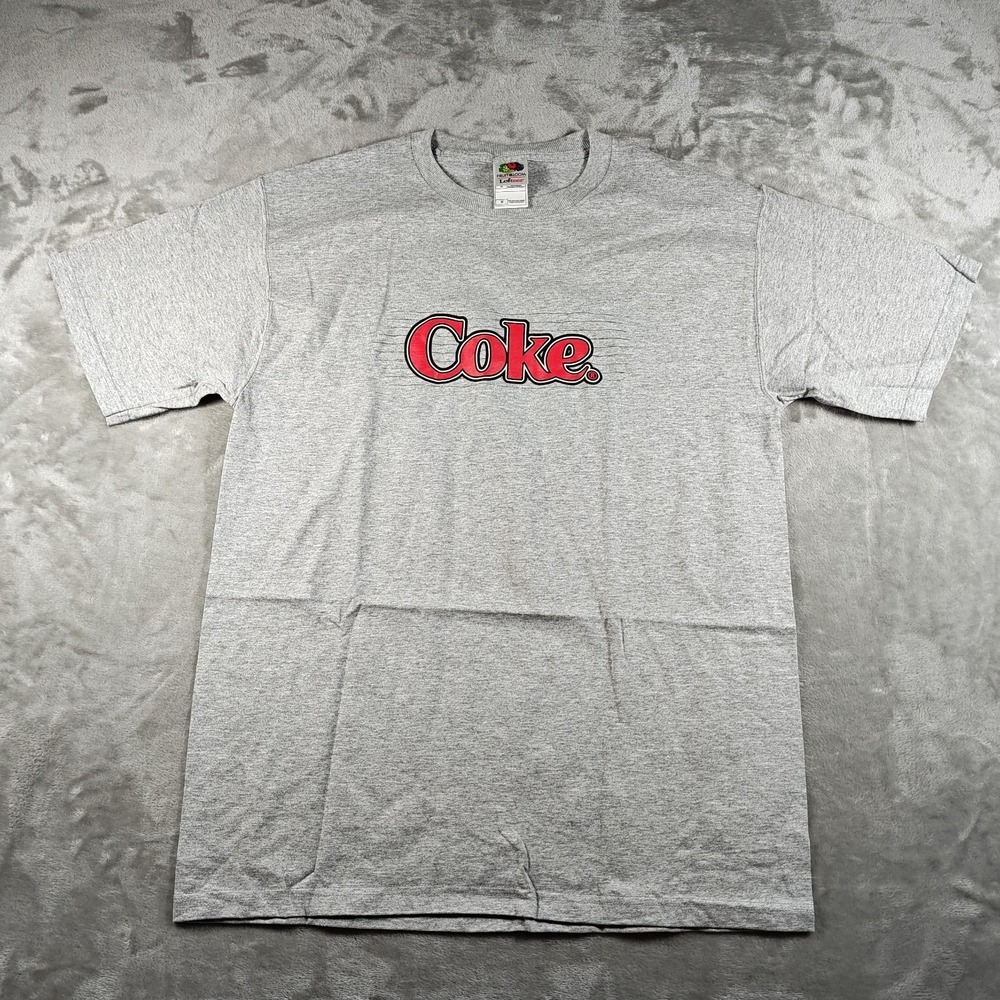 Vintage Coca Cola Coke Shirt Mens Medium Gray Short Sleeve 90s Beverage‎ Soda